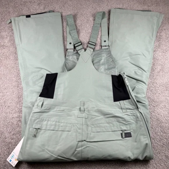 Roxy NEW Rideout Technical Snow Bib Pants Lily Pad Winter Overalls Women's Large - Picture 4 of 6
